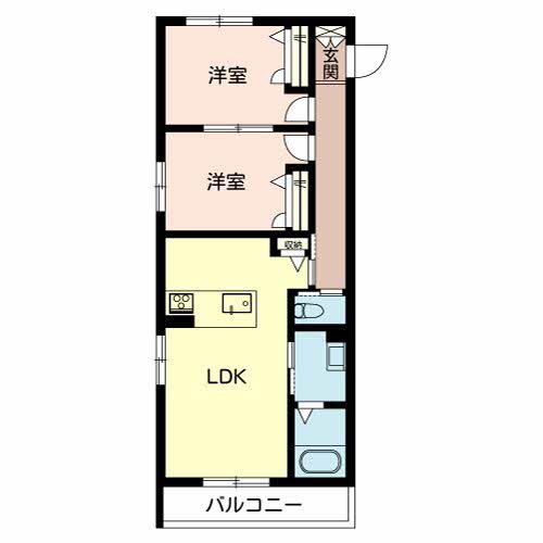シャーメゾン ガーデンズ 今木(2LDK/2階)の間取り写真