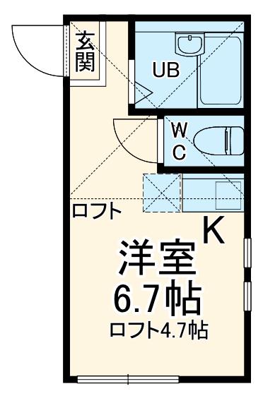 ユナイト桜本アルタイルの煌き(ワンルーム/2階)の間取り写真