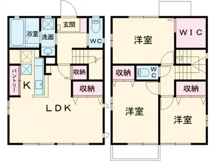 水戸線 小田林駅 徒歩70分 2階建 築2年(3LDK)の間取り写真