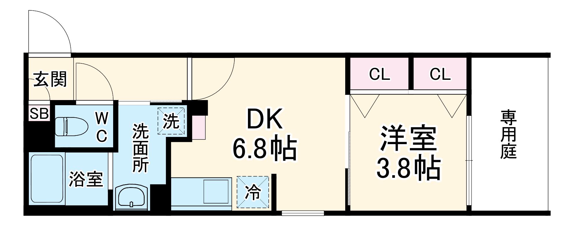 リーデンス名古屋駅西(1DK/1階)の間取り写真