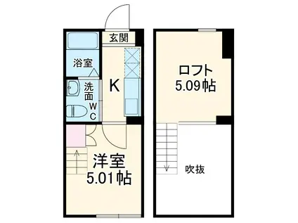 レイディアンス二子(1K/2階)の間取り写真