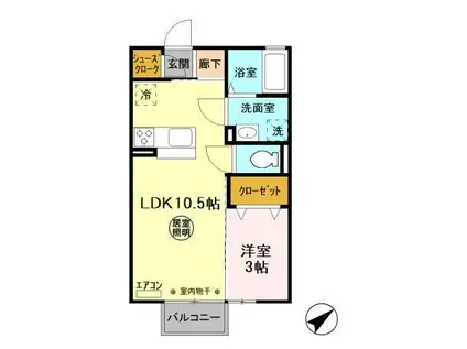 ミルメゾン A(1LDK/2階)の間取り写真
