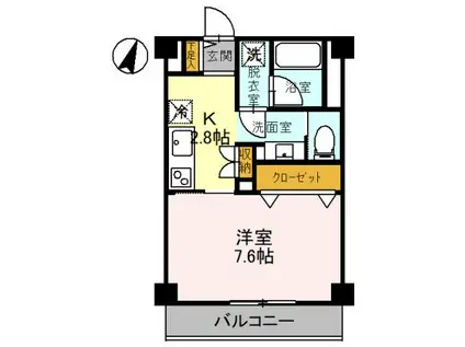 埼京線 与野本町駅 徒歩3分 3階建 築2年(1K/2階)の間取り写真