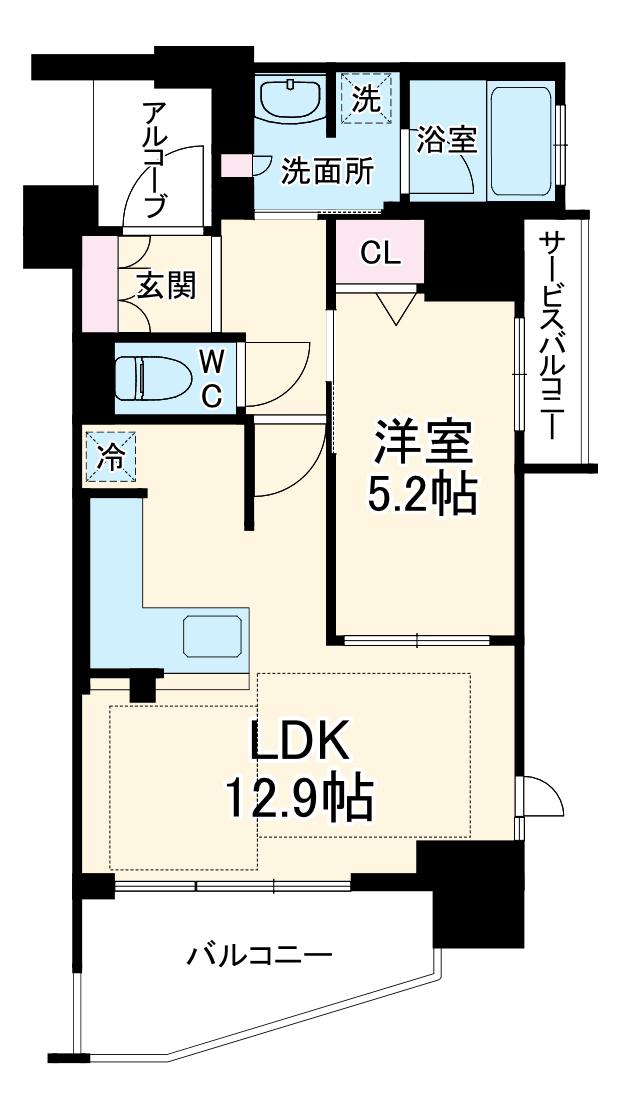 プレサンスロジェドーム前(1LDK/2階)の間取り写真