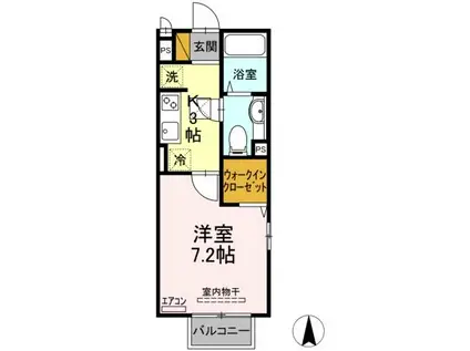 ルミエールⅡ(1K/1階)の間取り写真