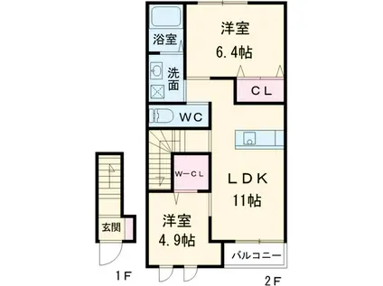 サンライズ ガーデン(2LDK/2階)の間取り写真
