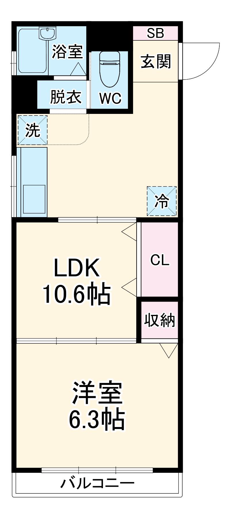 日吉第五コーポ別館(1LDK/6階)の間取り写真