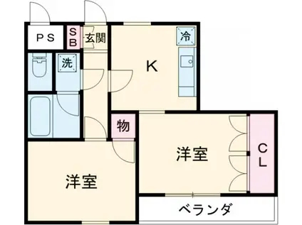 グランドール新小岩(2DK/2階)の間取り写真