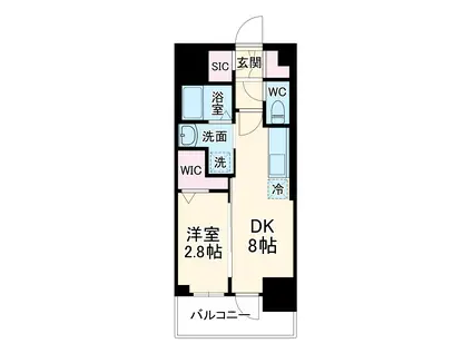 エステムコート名古屋TWIN イースト(1DK/2階)の間取り写真