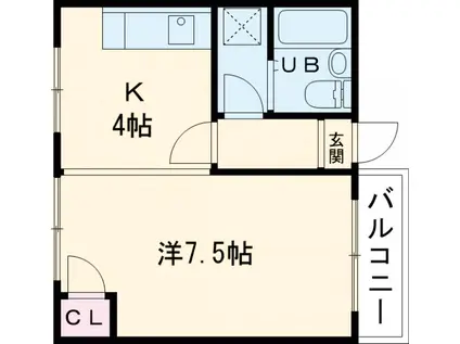 メゾンドローズ(1K/1階)の間取り写真