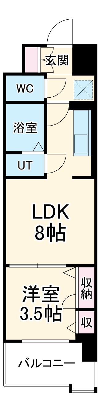 ファステート名古屋駅前アルティス(1LDK/9階)の間取り写真