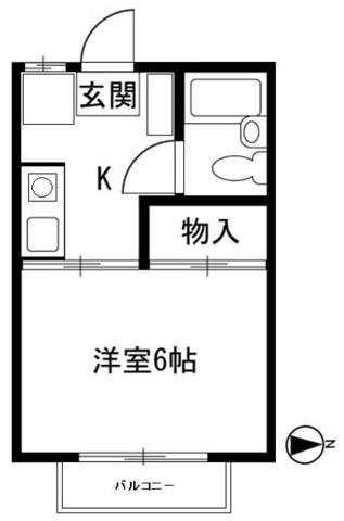キャスルT・W(1K/2階)の間取り写真