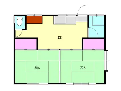 伊豆箱根大雄山線 飯田岡駅 徒歩5分 1階建 築41年(2DK)の間取り写真