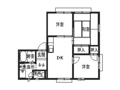 グリーンハイツ上町(3DK/2階)の間取り写真