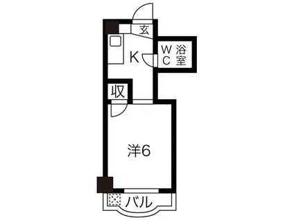シンフォニースクエアⅡ(1K/2階)の間取り写真