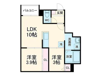 REGALEST瑞穂区役所(2LDK/1階)の間取り写真
