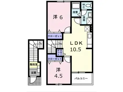 セレッソヒルズⅠ(2LDK/2階)の間取り写真