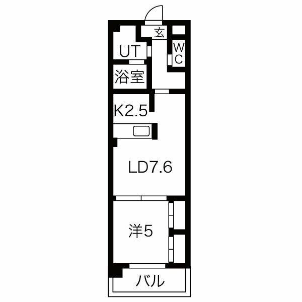 東海道本線 笠寺駅 徒歩7分 3階建 築22年(1LDK/2階)の間取り写真