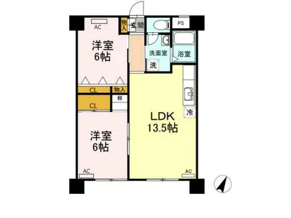 ビラ鳳笙(3DK/4階)の間取り写真