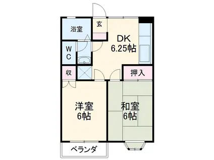ヴィラネーユイセサキ(2DK/1階)の間取り写真