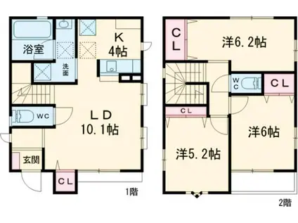 東北本線 小山駅 徒歩40分 2階建 築12年(3LDK)の間取り写真