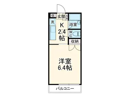 シャトレストンリバーⅡ(1K/1階)の間取り写真