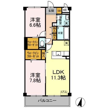 アルカンシェル(2LDK/3階)の間取り写真