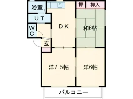 メニィハピネス(3DK/2階)の間取り写真