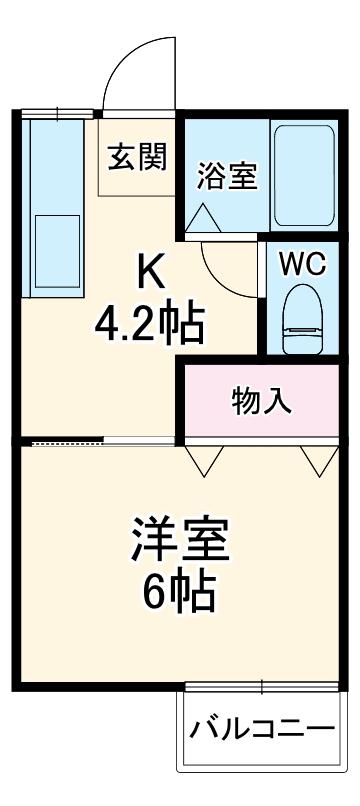 小松アパート(1DK/2階)の間取り写真