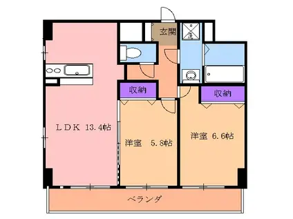 クラティオ(2LDK/6階)の間取り写真
