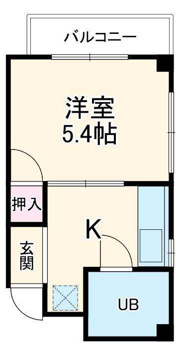 山金ハイツ(1K/2階)の間取り写真