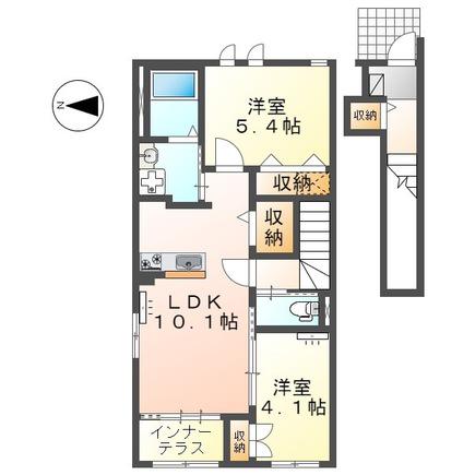 クレアシオン南(2LDK/2階)の間取り写真