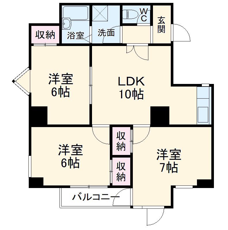 イーストガーデン杉の木館(3LDK/6階)の間取り写真
