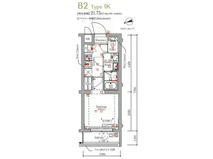 MAXIV東京HN(1K/2階)の間取り写真