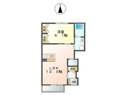 グラン フェリシア(1LDK/1階)の間取り写真