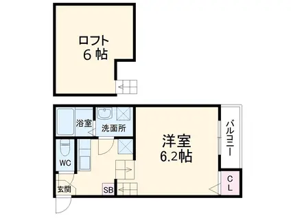 ボヌール名北(1K/2階)の間取り写真