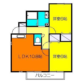 ユイット・アン2(2LDK/1階)の間取り写真