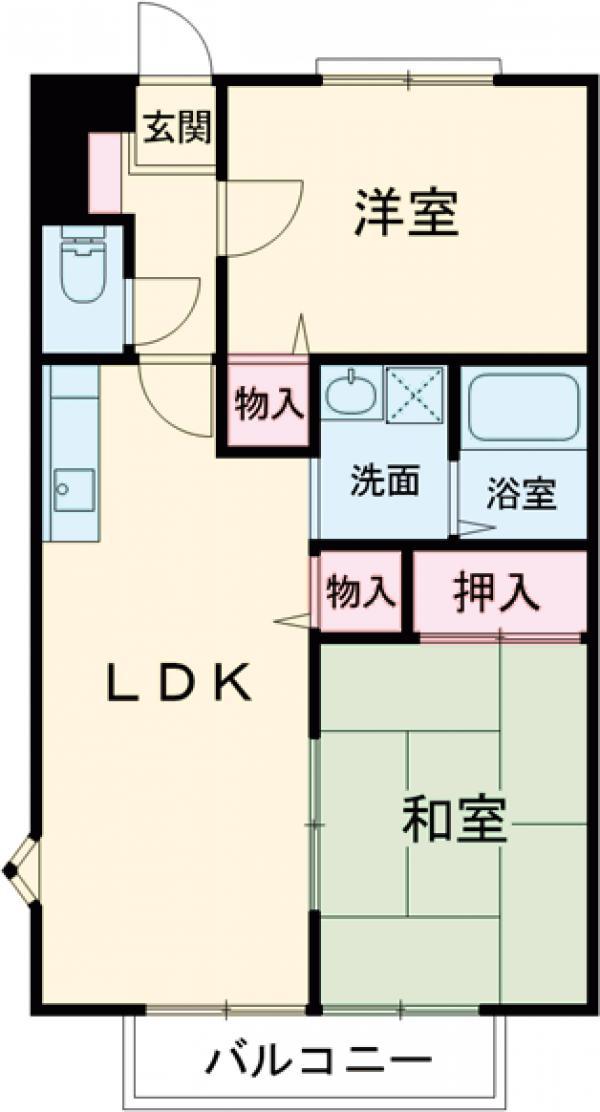 パナボヌール安部(2LDK/2階)の間取り写真