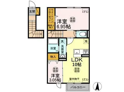 リッチモンブラン(2LDK/2階)の間取り写真