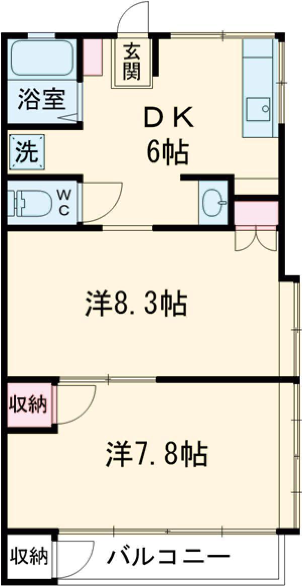 ITOPIA YANASE(2DK/2階)の間取り写真