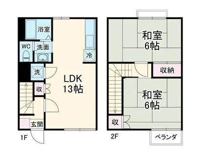 サンベルテ戸塚(2LDK/1階)の間取り写真