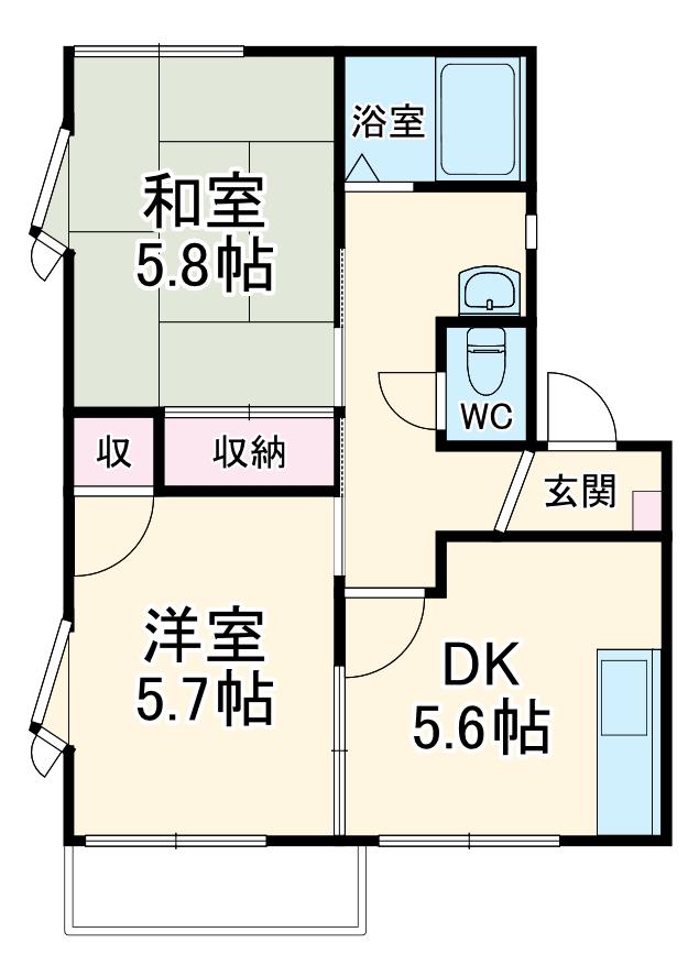 レジデンス(2DK/2階)の間取り写真
