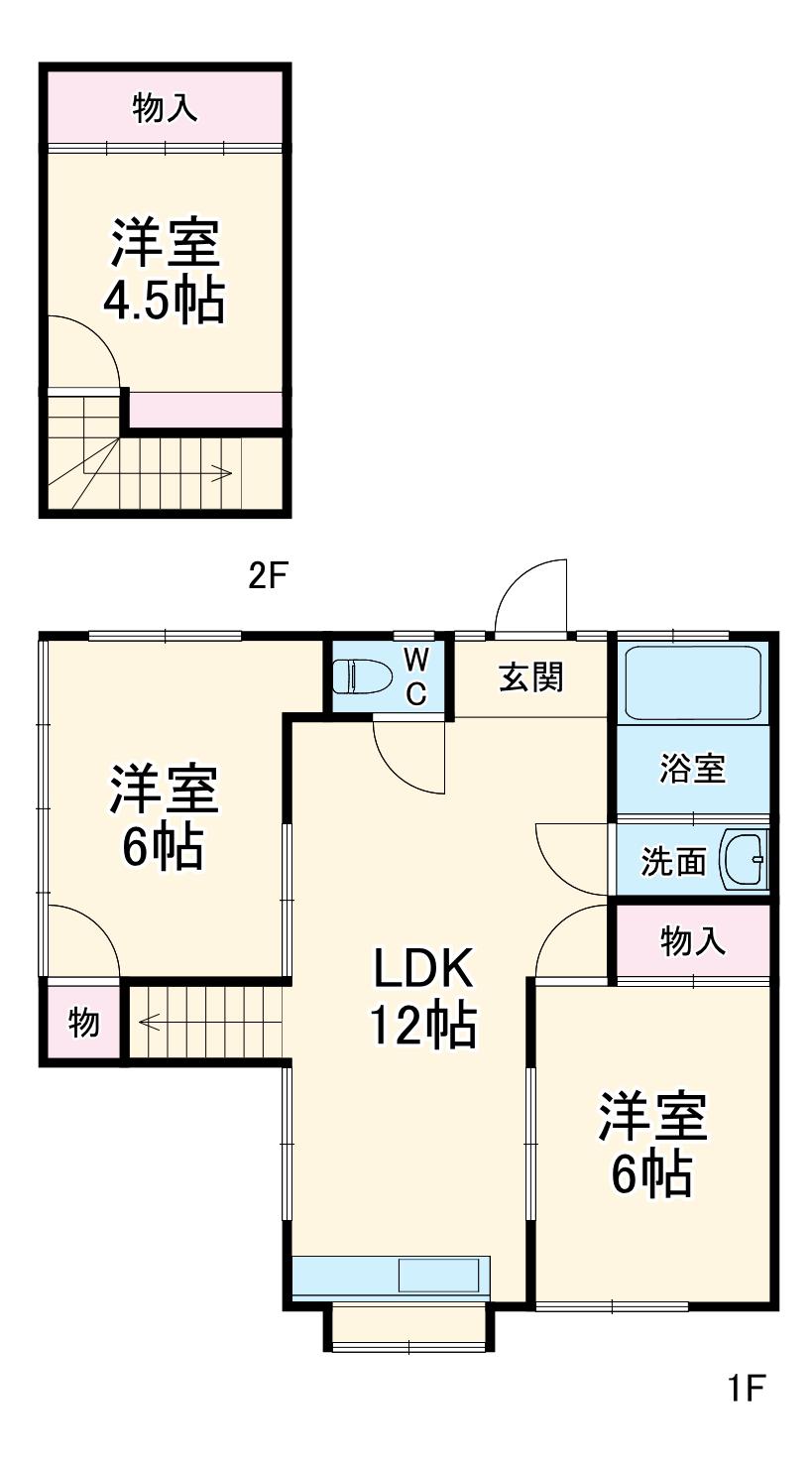 中央本線 甲府駅 徒歩15分 2階建 築57年(3LDK/1階)の間取り写真