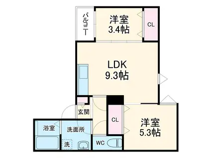 LECOCON蟹江(2LDK/1階)の間取り写真