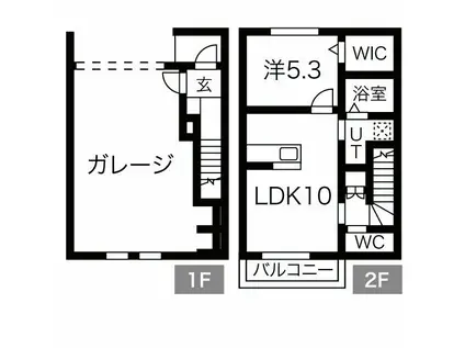 PERGOLA B棟(1LDK/2階)の間取り写真
