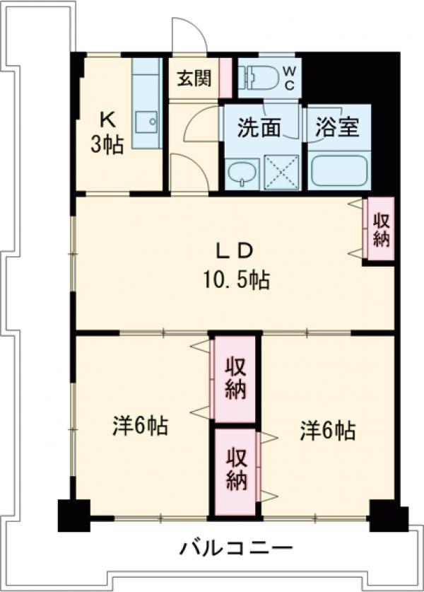 幸洋ハイツ三番町(2LDK/2階)の間取り写真