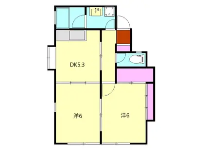 サンライズT(2DK/1階)の間取り写真