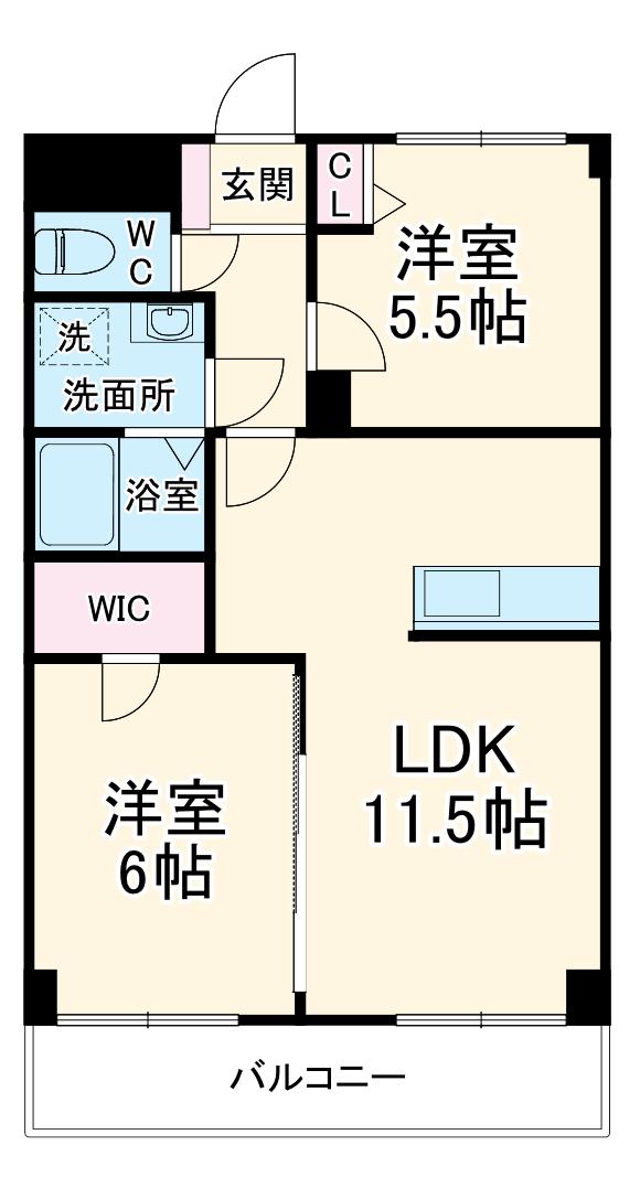 ホーユウパレス南林間第1(2LDK/5階)の間取り写真