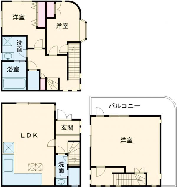 東京都新宿線 一之江駅 徒歩19分 3階建 築38年(3LDK)の間取り写真