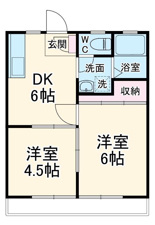 シュミーデ小川(2DK/1階)の間取り写真